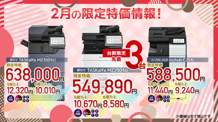 今月の特価情報